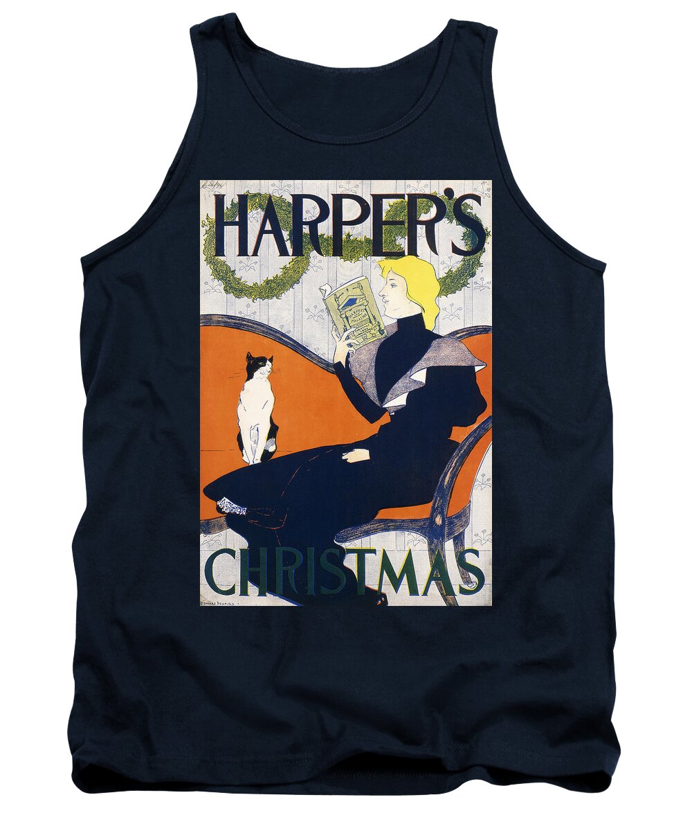 Christmas Tank Top featuring the drawing Harper's Christmas by Edward Penfield