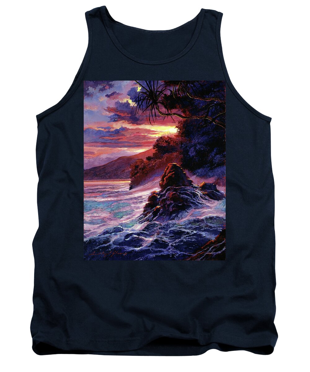 Seascape Tank Top featuring the painting Hawaiian Sunset - Kauai by David Lloyd Glover
