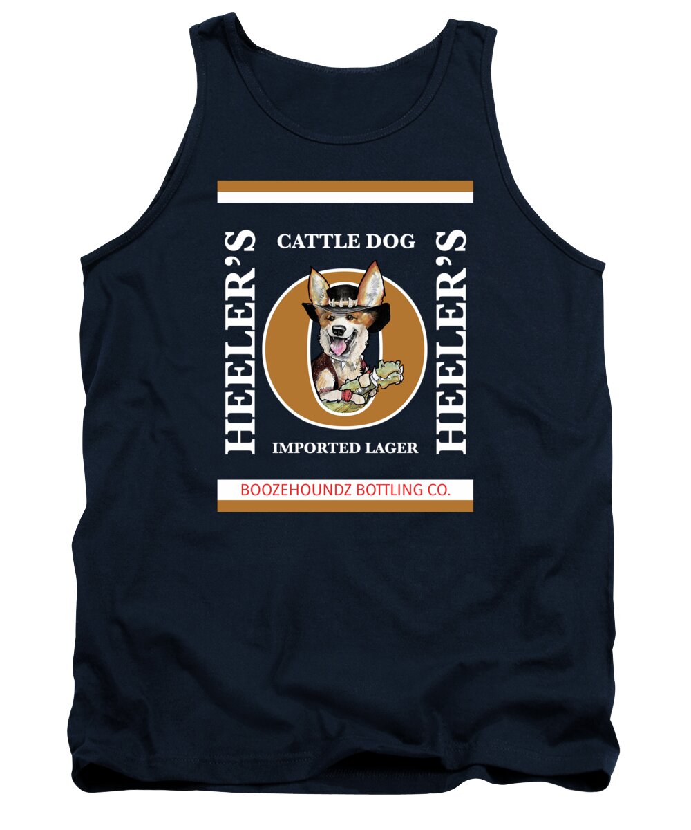 Beer Tank Top featuring the drawing Heeler's Cattle Dog Imported Lager by Canine Caricatures By John LaFree