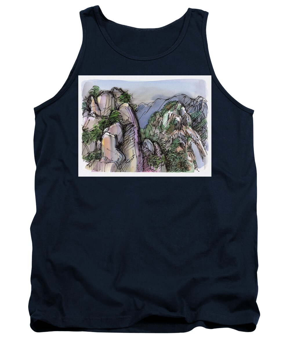 Landscape Tank Top featuring the painting Huangshan, China by Judith Kunzle