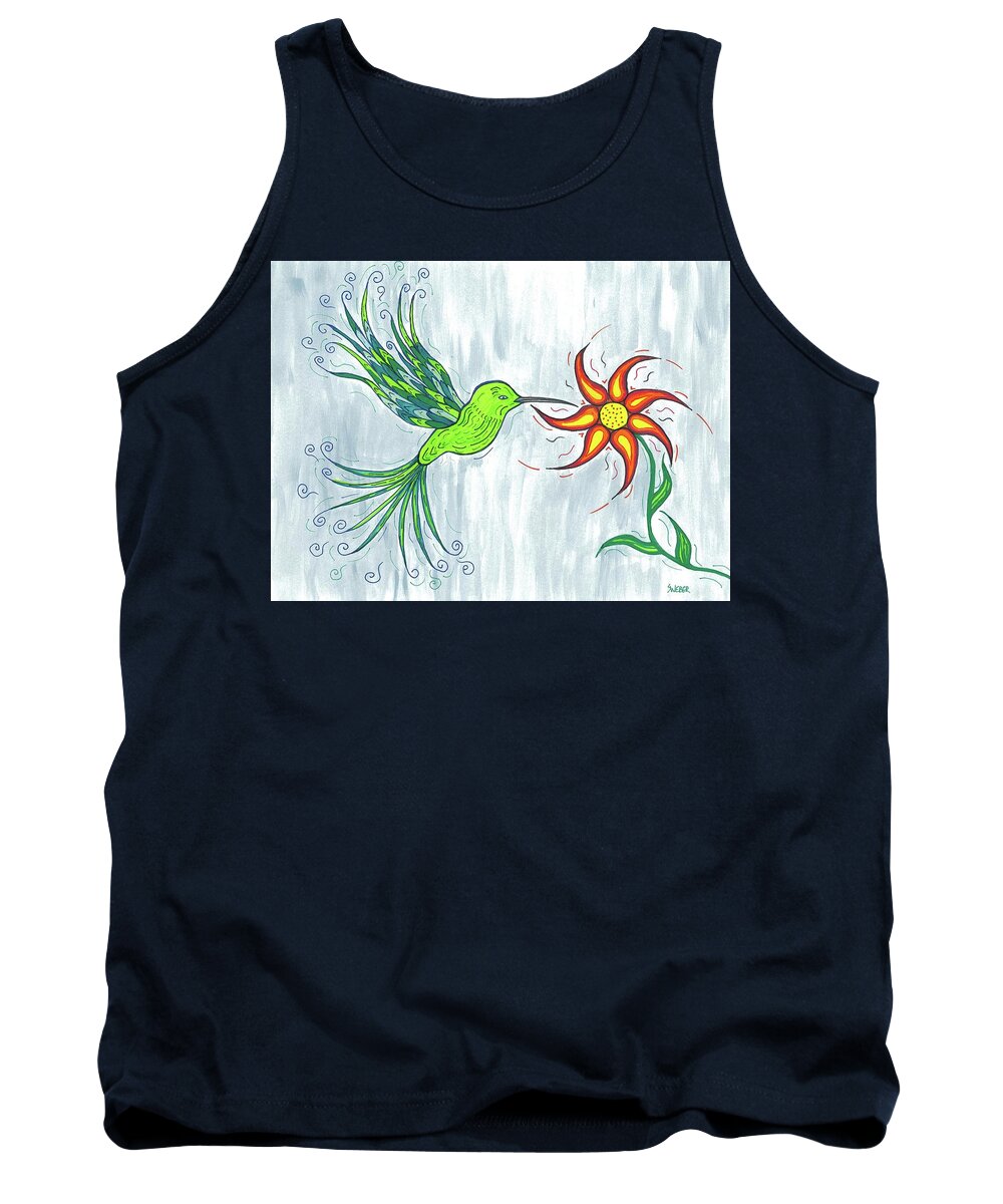 Hummingbird Tank Top featuring the painting Hummingbird Floral by Susie WEBER