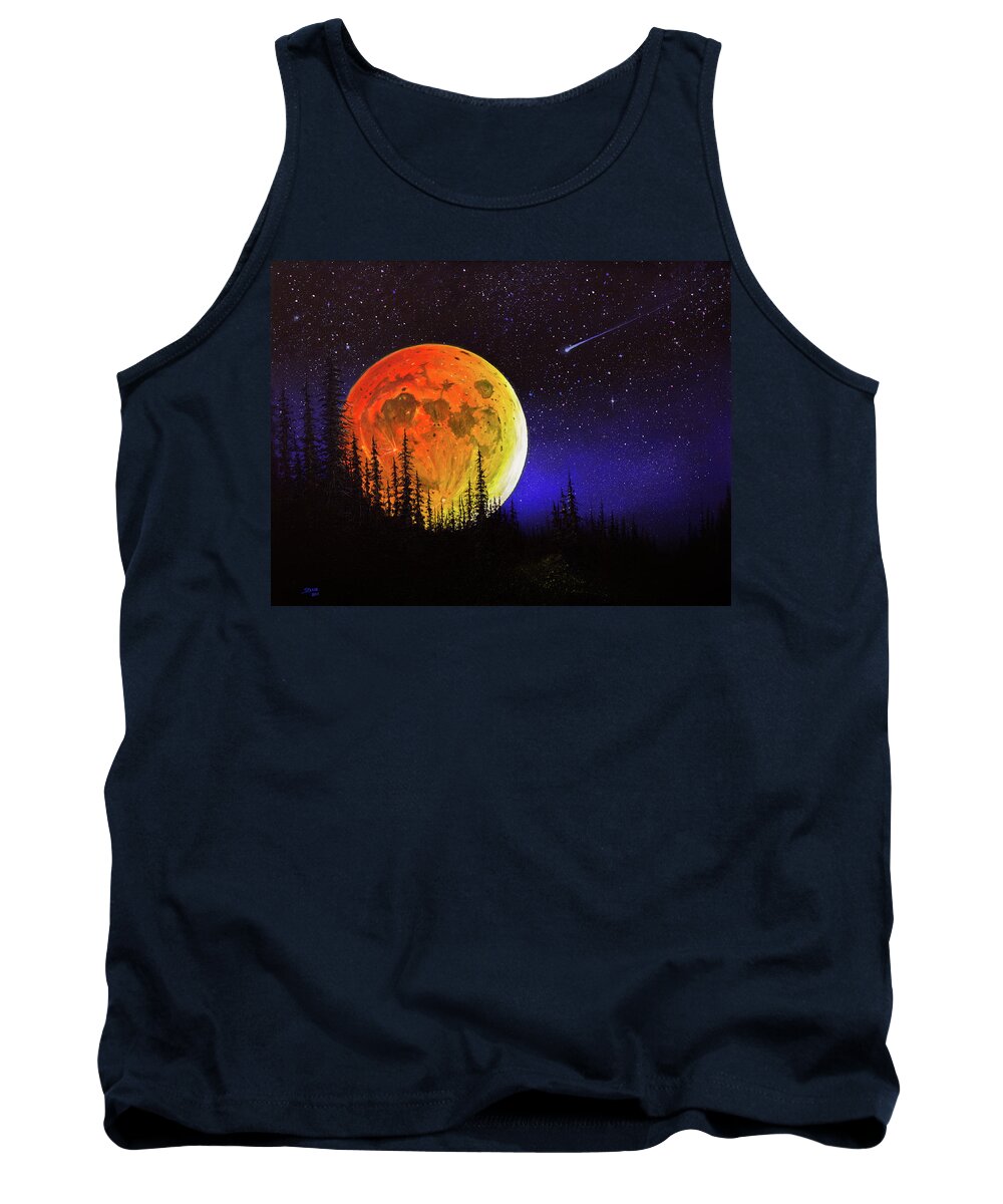 Full Moon Tank Top featuring the painting Hunter's Harvest Moon by Chris Steele