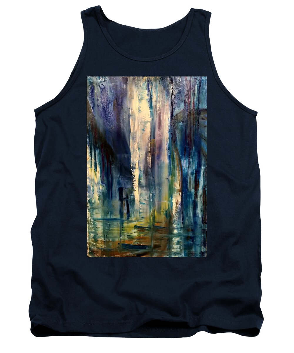 Abstract Tank Top featuring the painting Icy Cavern Abstract by Nicolas Bouteneff