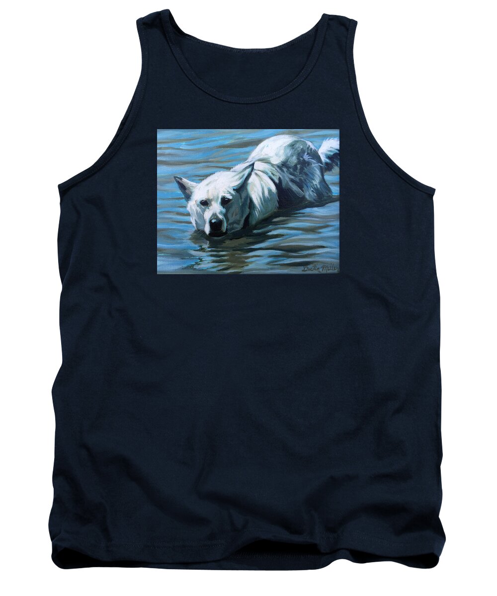 Art Tank Top featuring the painting Kita Swimming the Platte by Dustin Miller