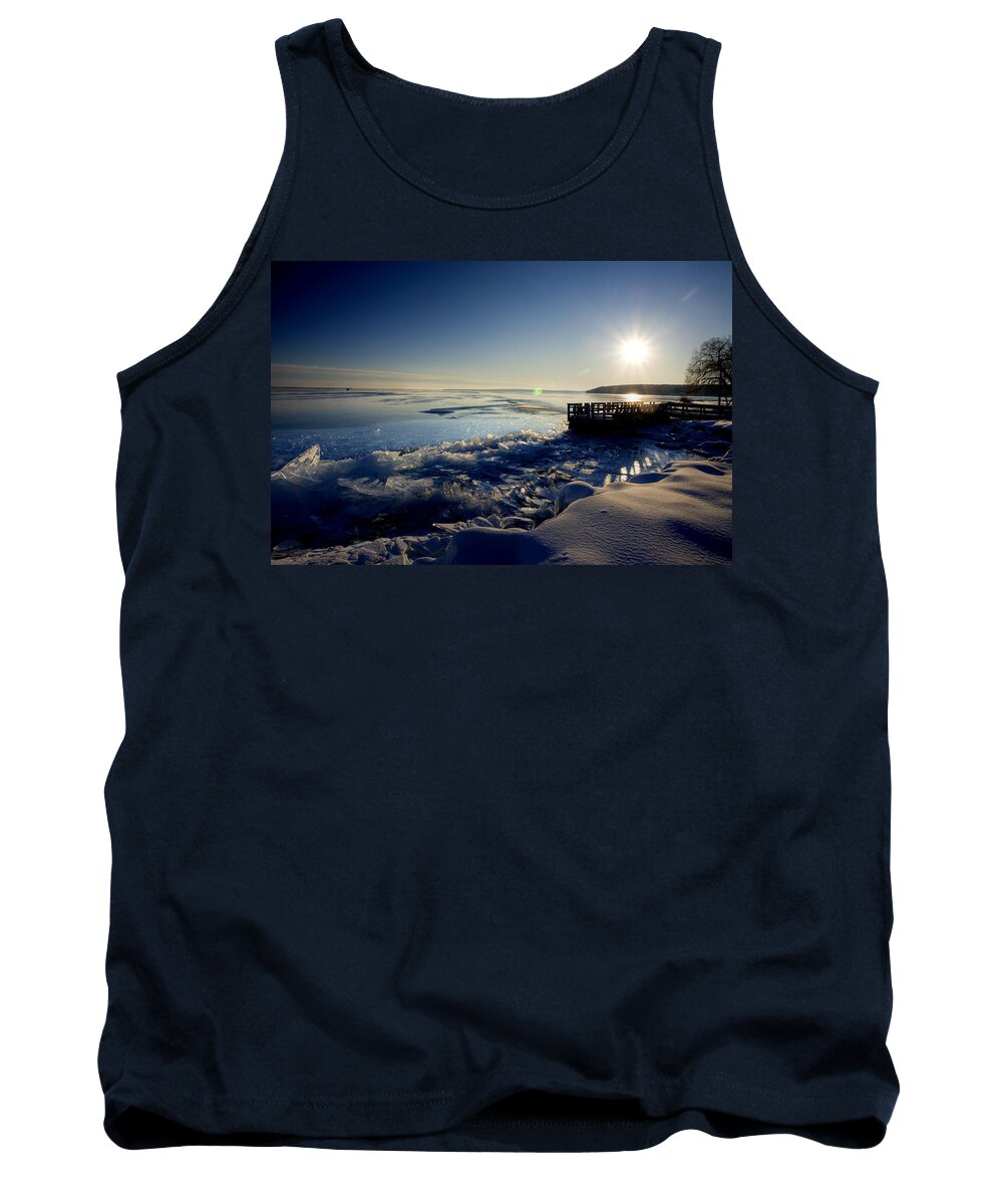 Ice Tank Top featuring the digital art Lake Superior in Winter by Mark Duffy
