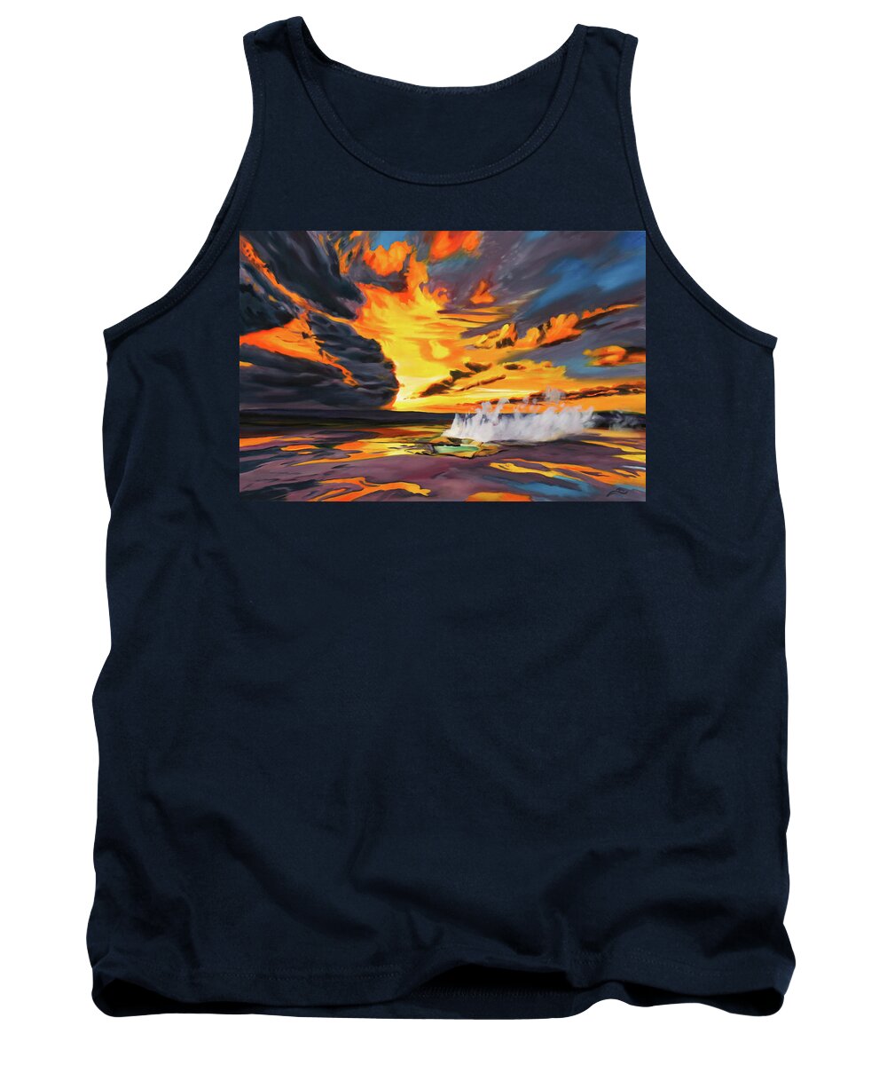 Yellowstone National Park Tank Top featuring the painting Letting Off Steam by Sandi Snead