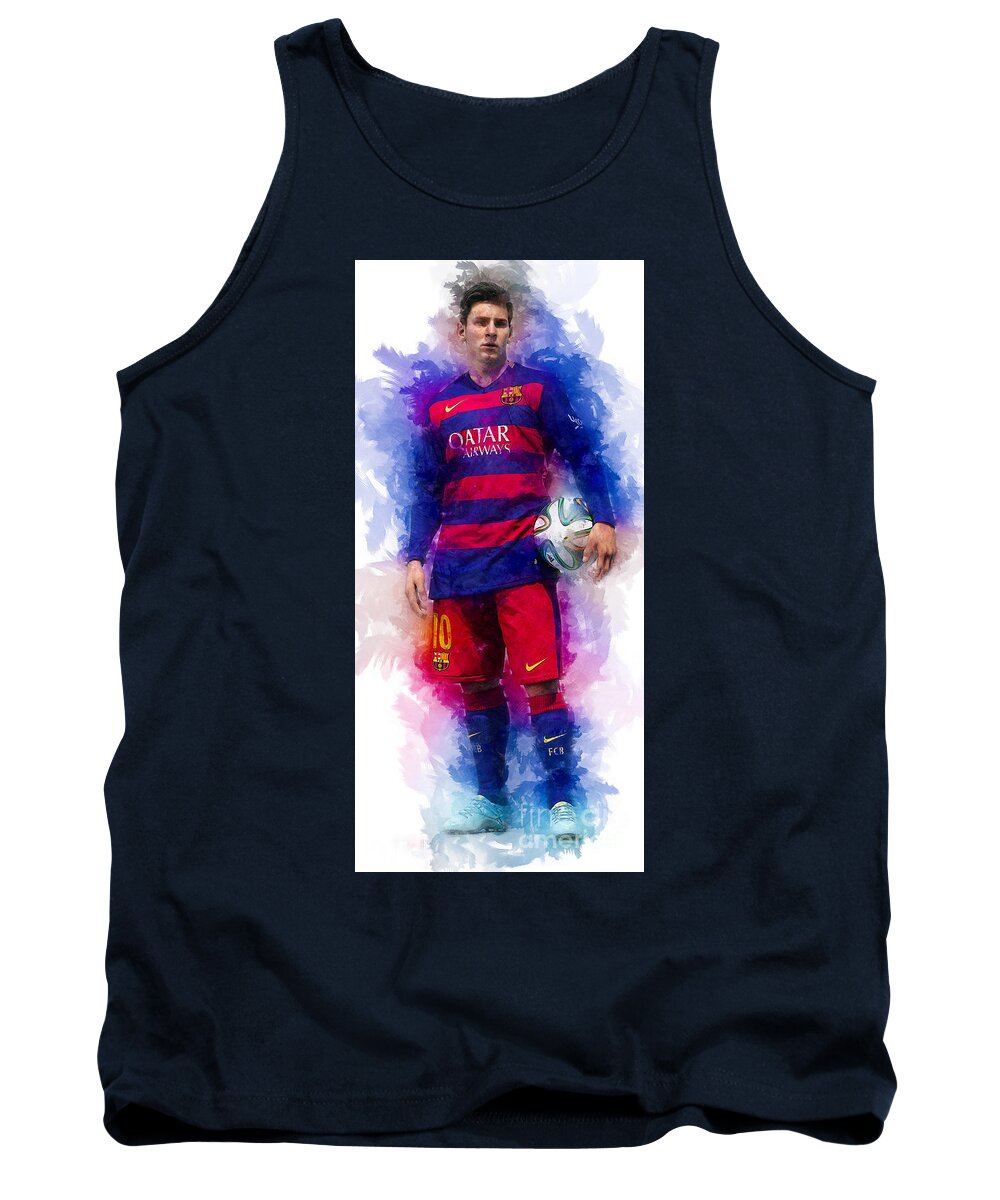 Football Tank Top featuring the digital art Lionel Messi by Ian Mitchell