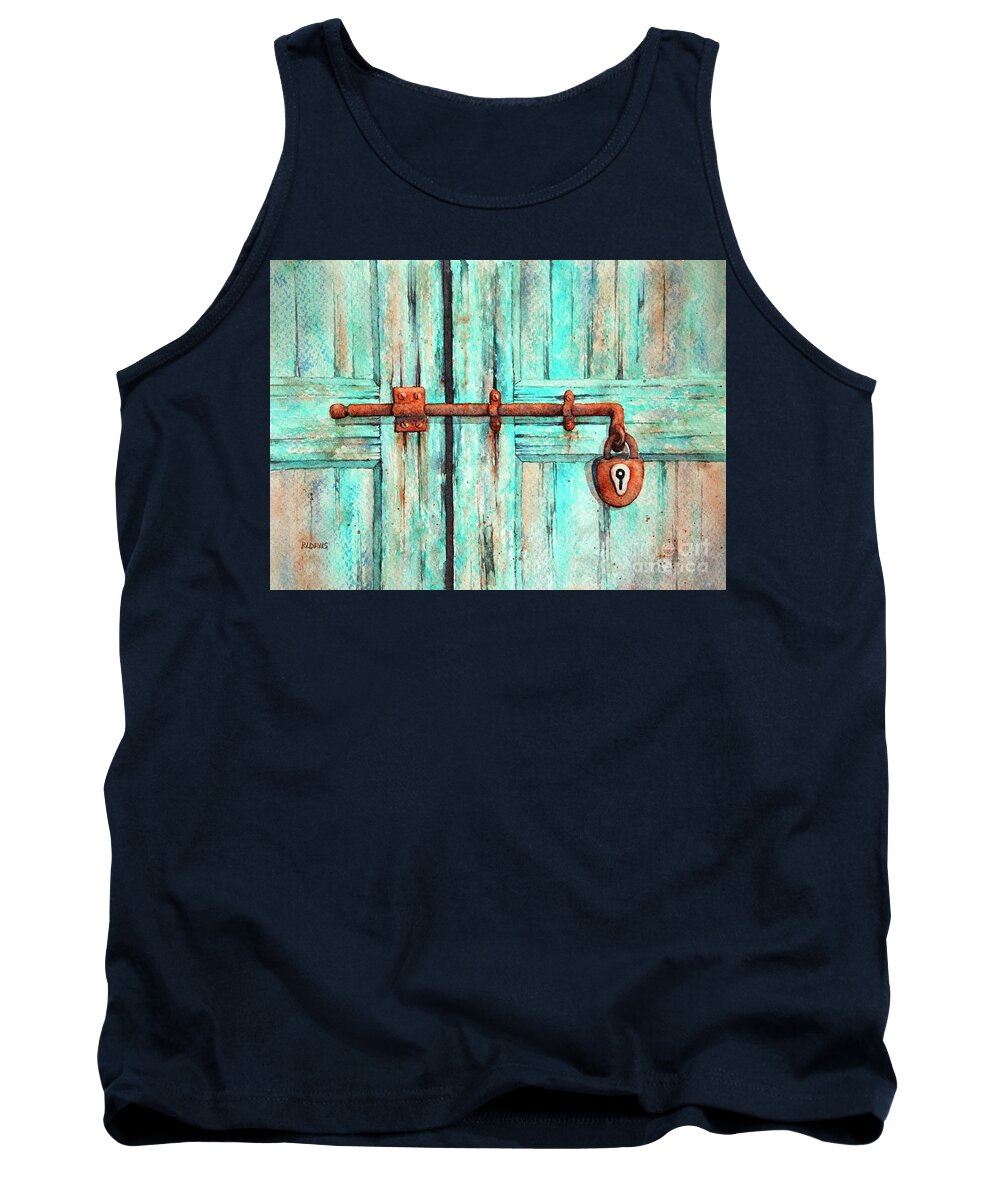 Lock Tank Top featuring the painting Lock and Key by Rebecca Davis