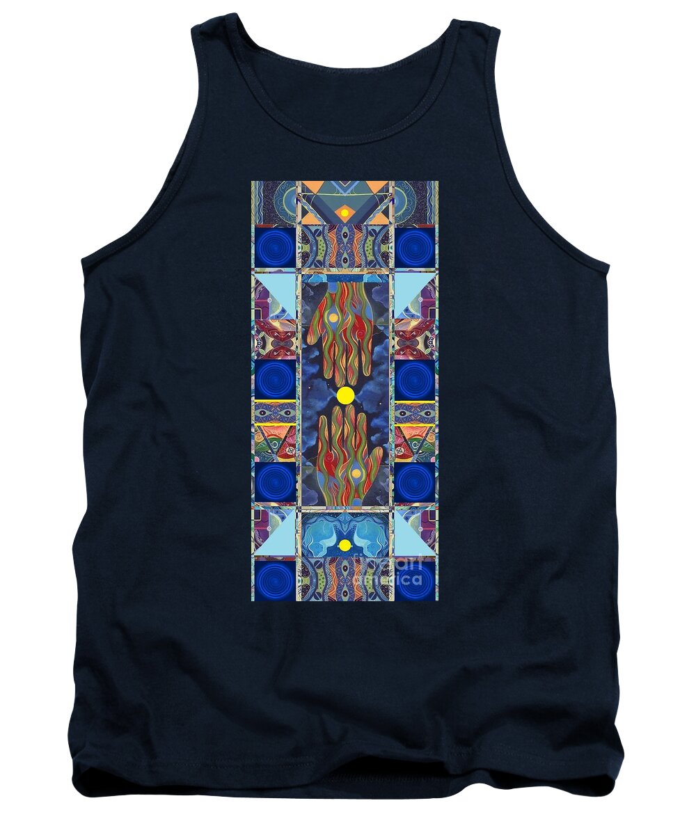 Figurative Abstraction Tank Top featuring the mixed media Making Magic - Take Two by Helena Tiainen