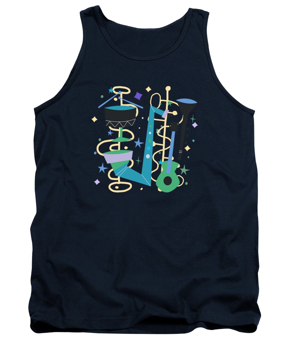 Painting Tank Top featuring the painting Midcentury Modern Fifties Jazz Composition by Little Bunny Sunshine
