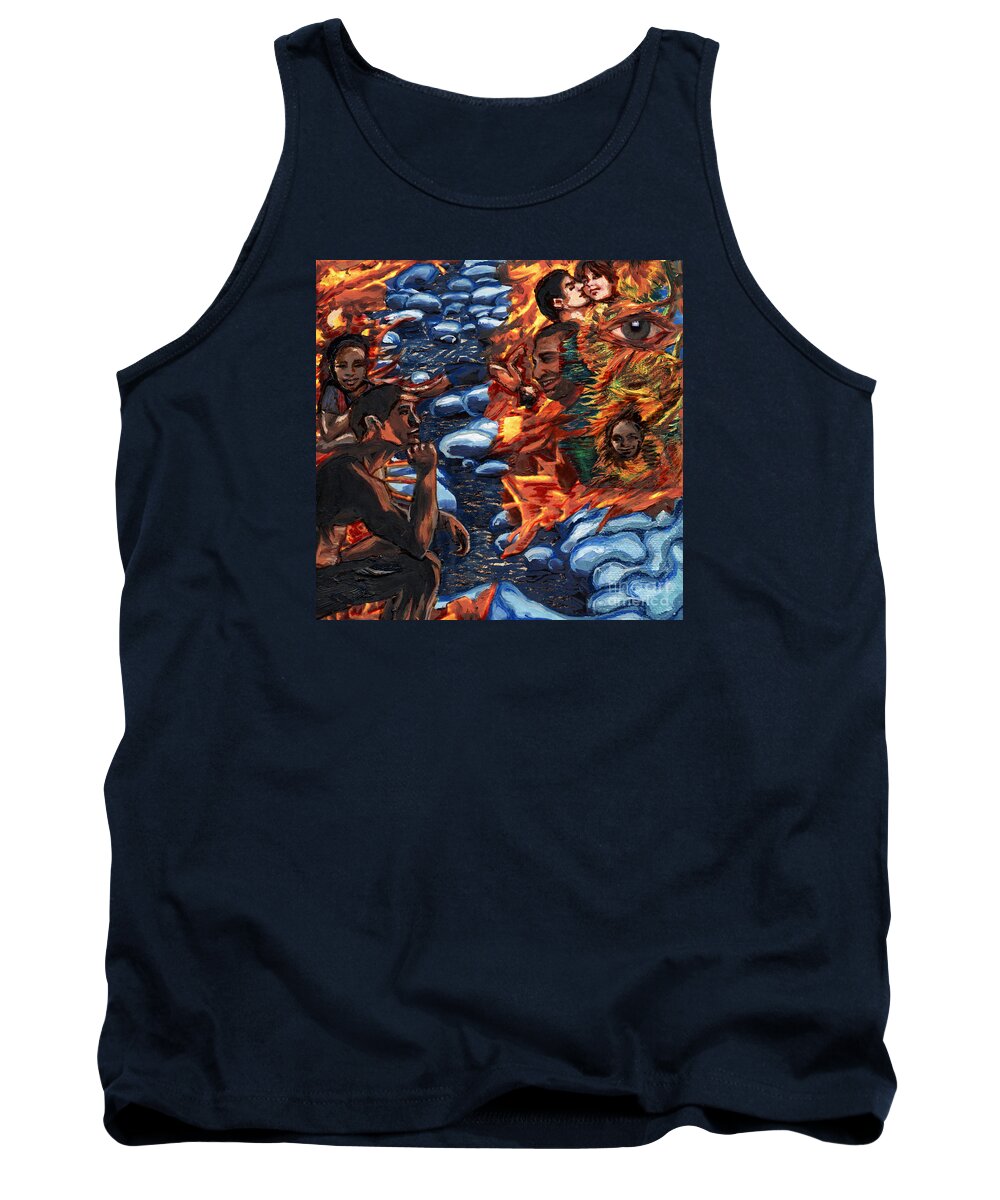 Cell Tank Top featuring the painting Mitosis Microbiology Landscapes Series by Emily McLaughlin