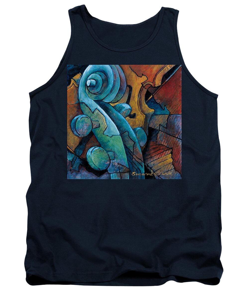 Cello Artwork Tank Top featuring the painting Moody Blues by Susanne Clark