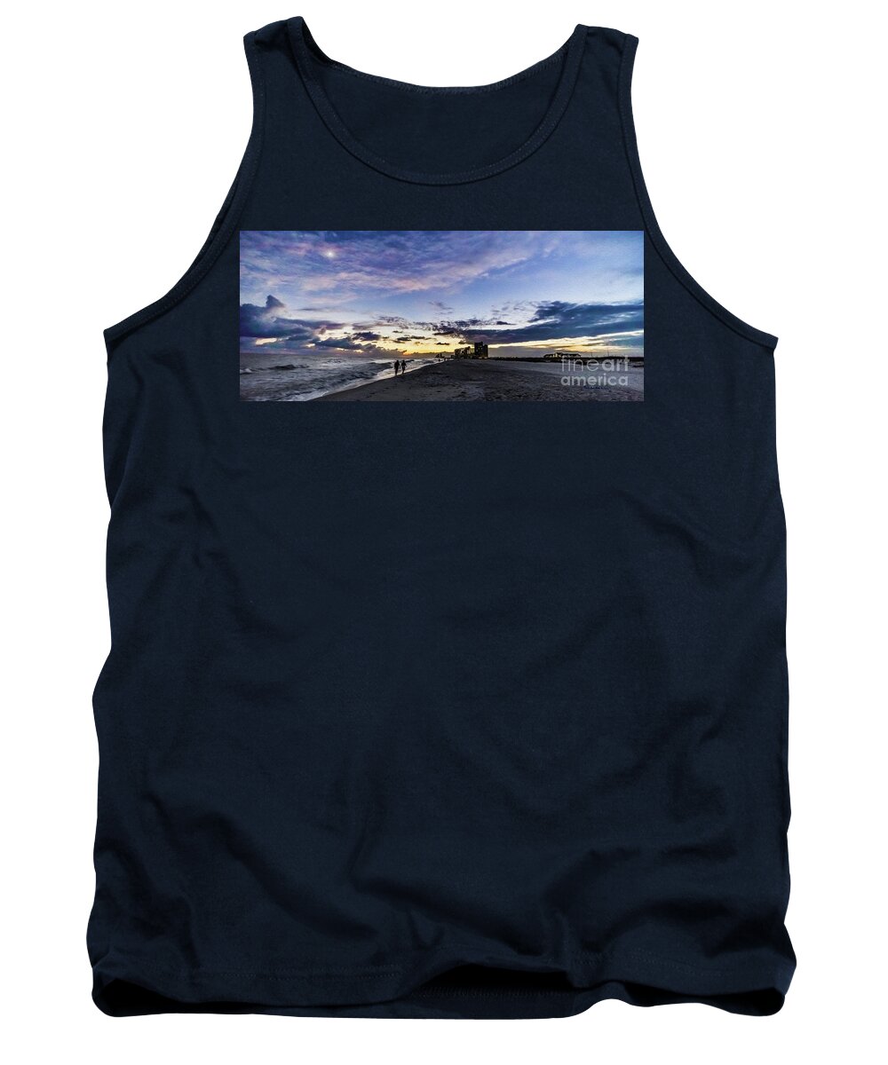 Al Tank Top featuring the photograph Moonlit Beach Sunset Seascape 0272C by Ricardos Creations