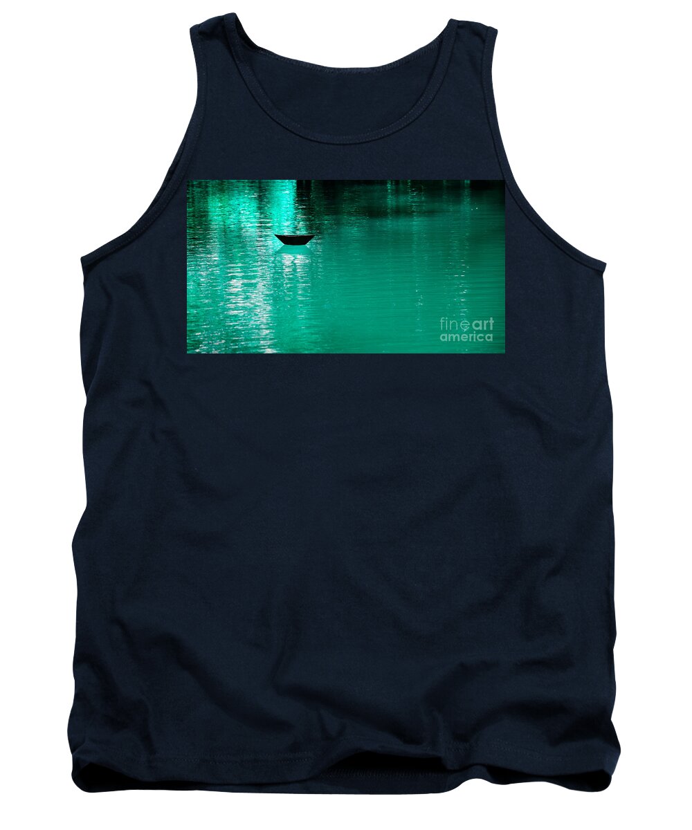 Lake Tank Top featuring the photograph Mystery Boat by Metaphor Photo