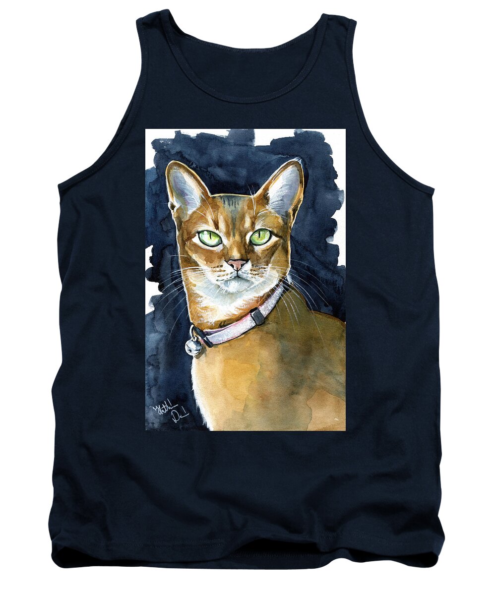 Abyssinian Cat Portrait Tank Top featuring the painting Nefertiti - Abyssinian Cat Portrait by Dora Hathazi Mendes