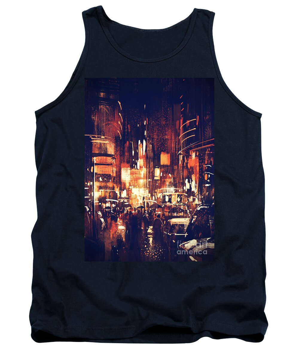 Art Tank Top featuring the painting Night life by Tithi Luadthong
