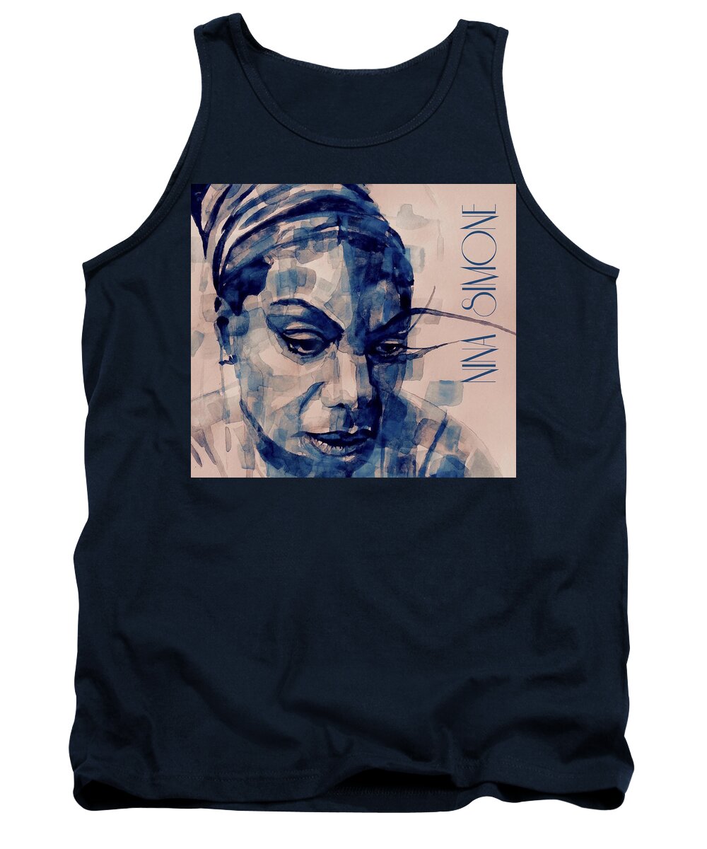 Nina Simone Tank Top featuring the painting Nina Simone Art by Paul Lovering