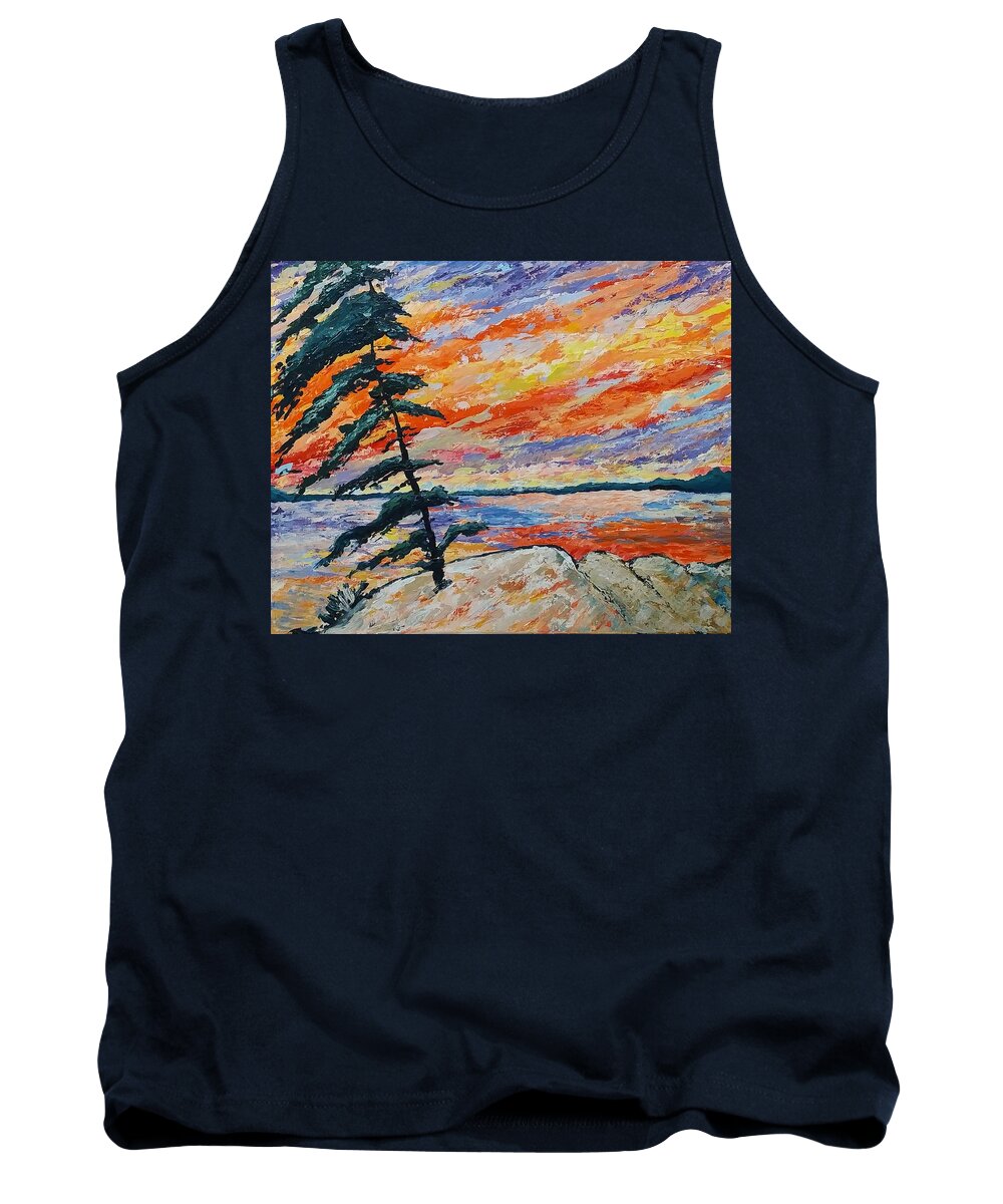Sunset Tank Top featuring the painting Northern Ontario by Lynne McQueen