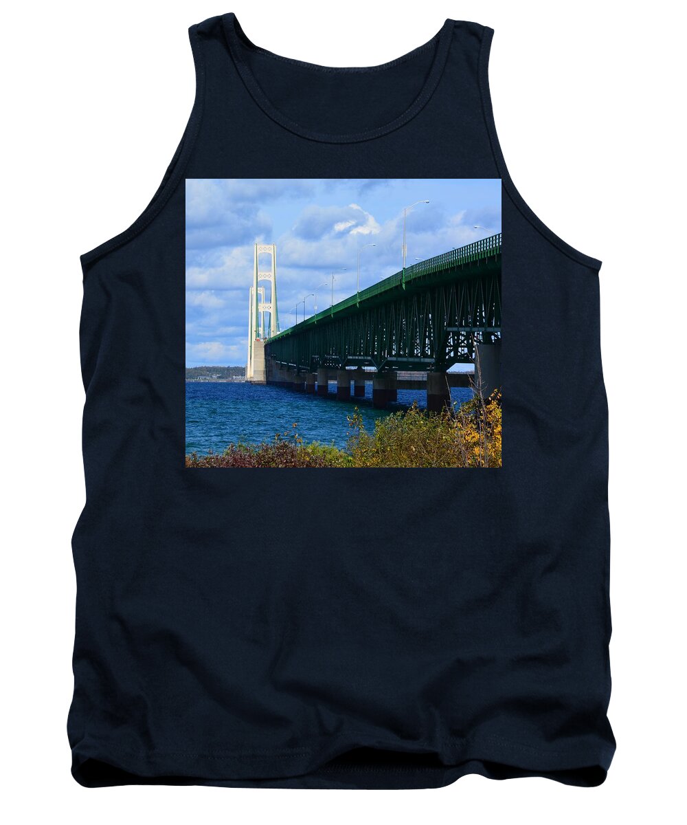 Great Lakes Tank Top featuring the photograph October at the Straits of Mackinac by Keith Stokes