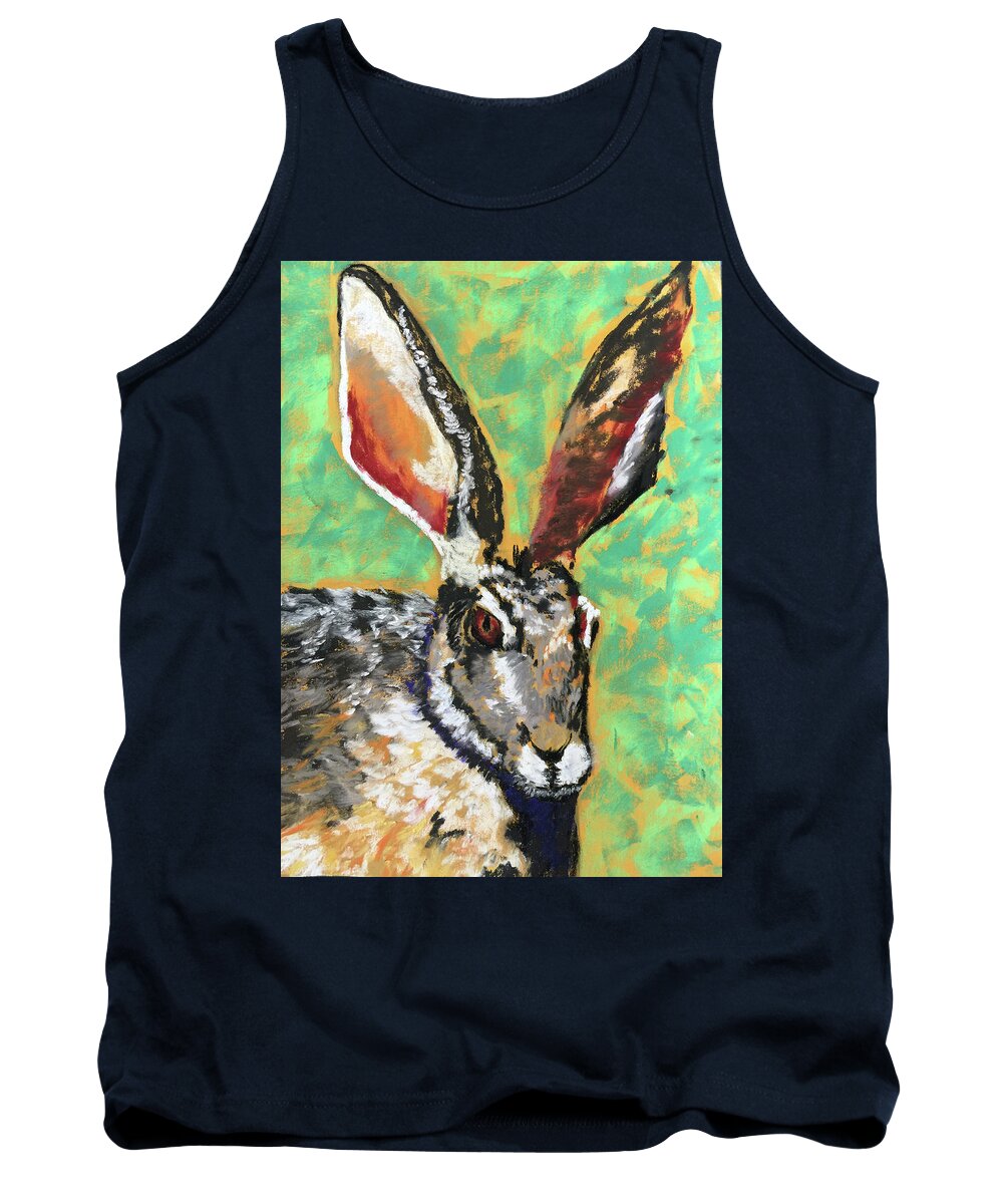 Rabbit Tank Top featuring the pastel Rabbit in Pastel by Gerry Delongchamp
