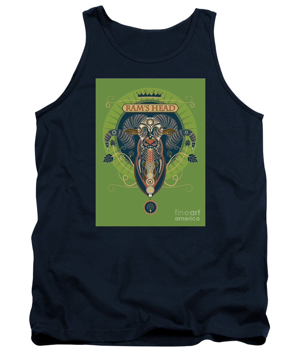 Ram Tank Top featuring the digital art Rams Head by Mike Massengale