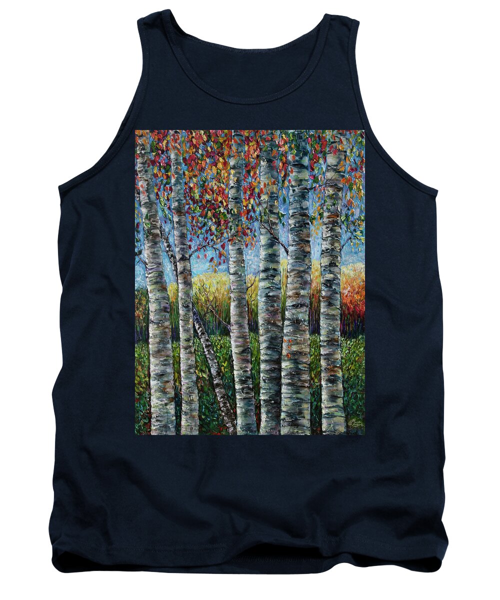 Rocky Mountain High Tank Top featuring the painting Rocky Mountain High by Lena Owens - OLena Art Vibrant Palette Knife and Graphic Design