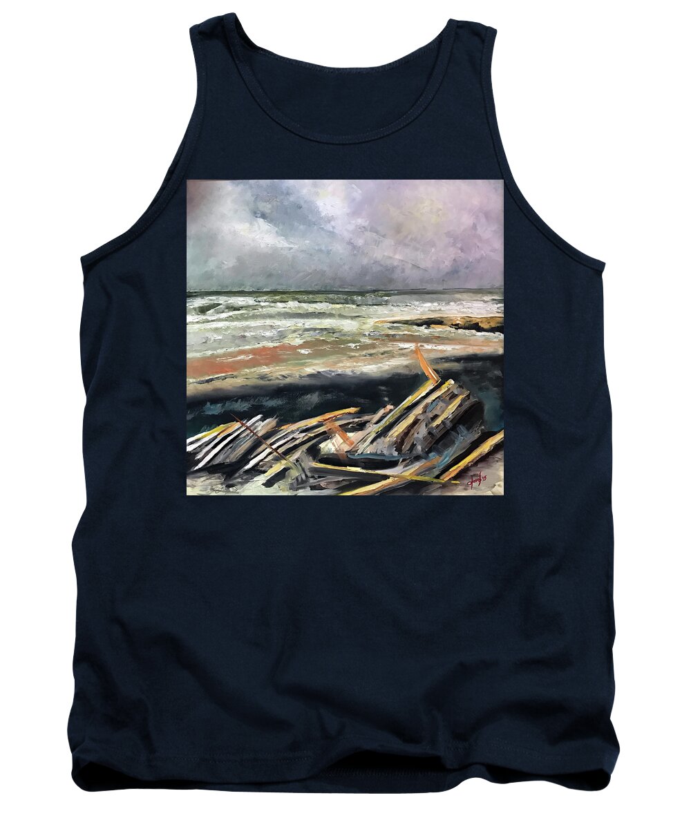 Theartistjosef Tank Top featuring the painting Rehoboth Nor'easter by Josef Kelly