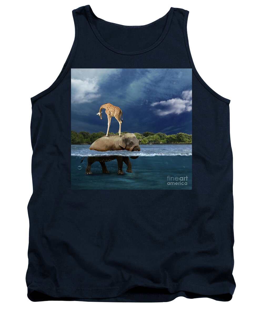 Girafe Tank Top featuring the photograph Safe by Martine Roch