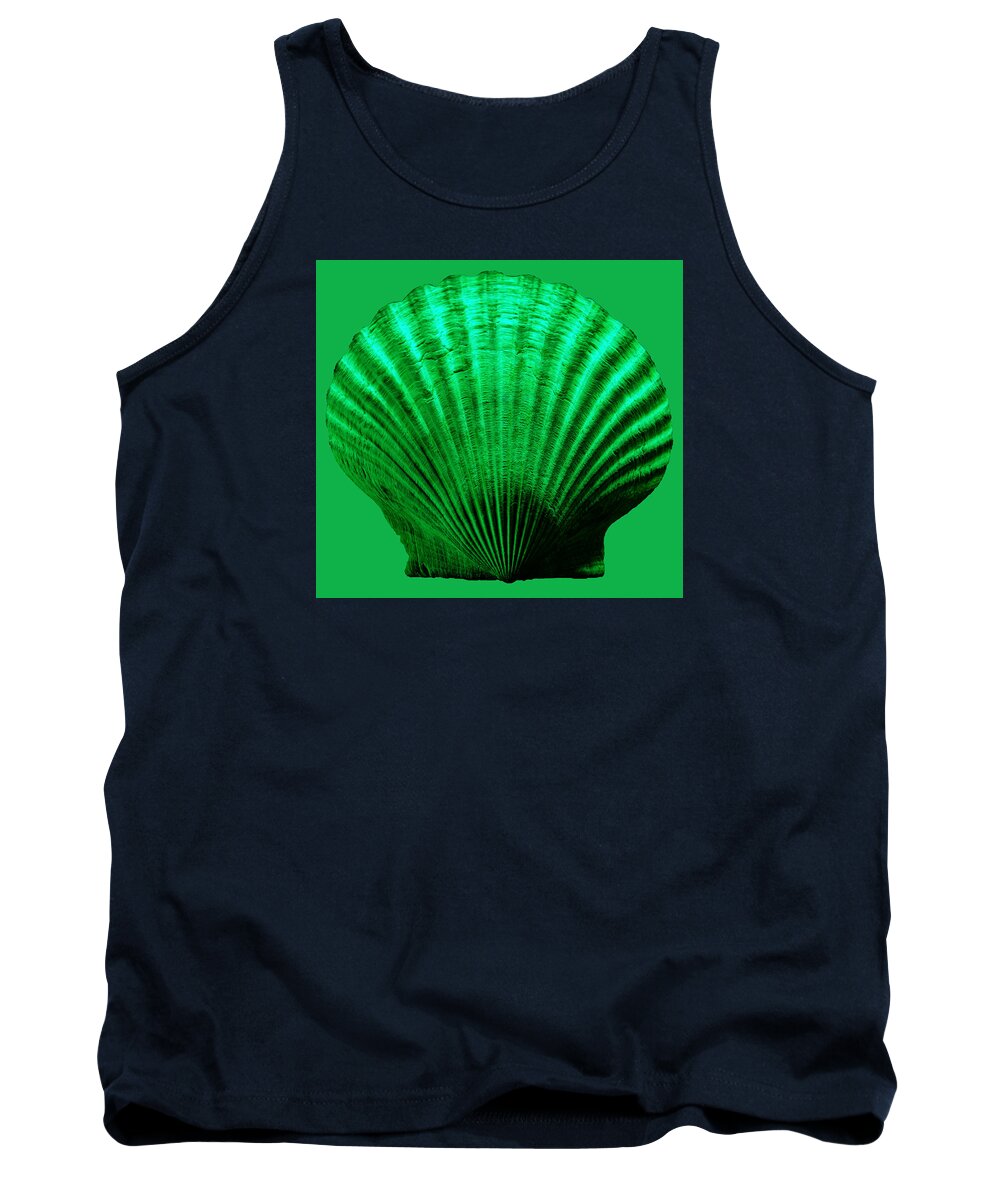 Sea Tank Top featuring the photograph Sea Shell -Green by WAZgriffin Digital