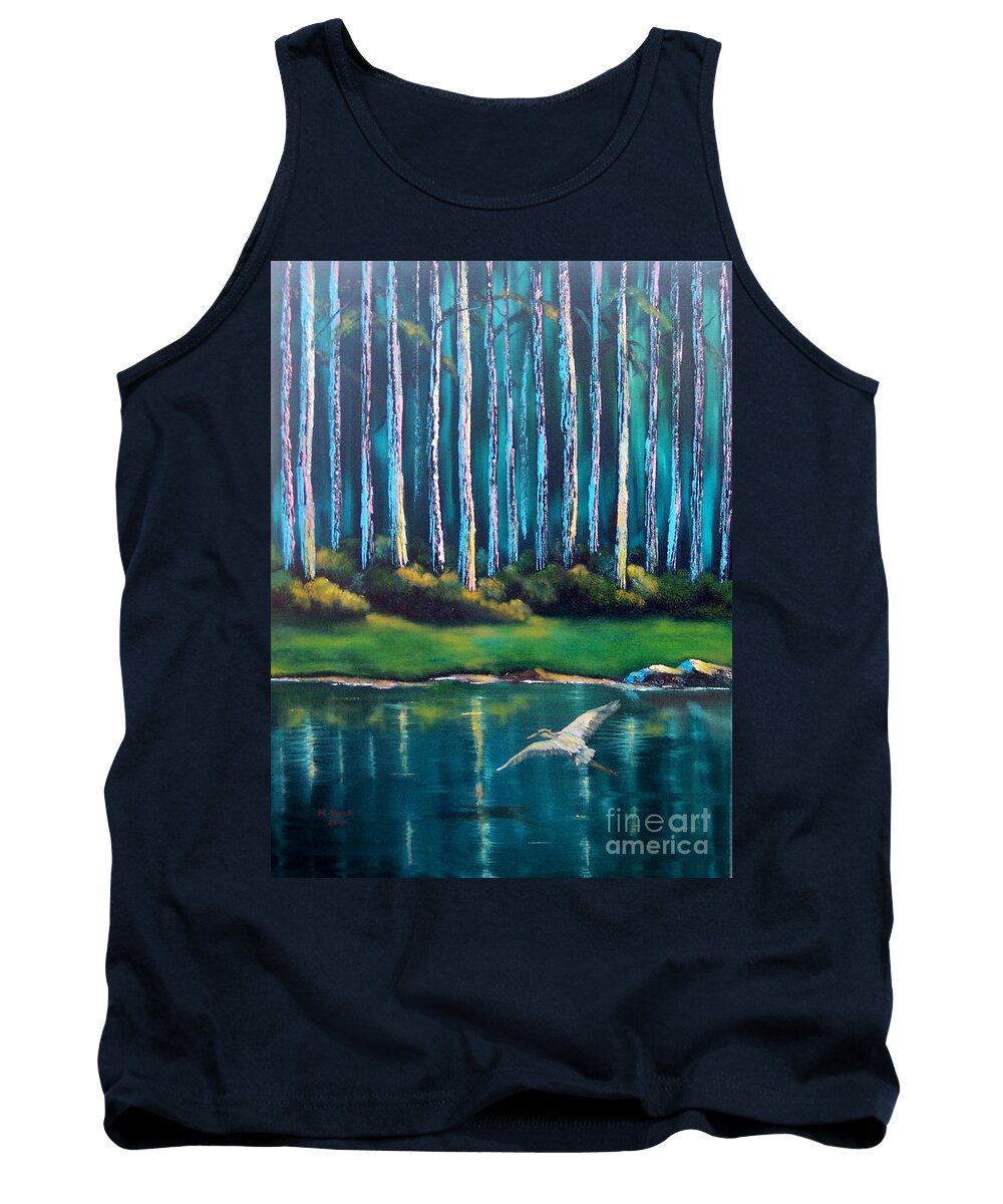 Landscape Tank Top featuring the painting Secluded II by Marlene Book