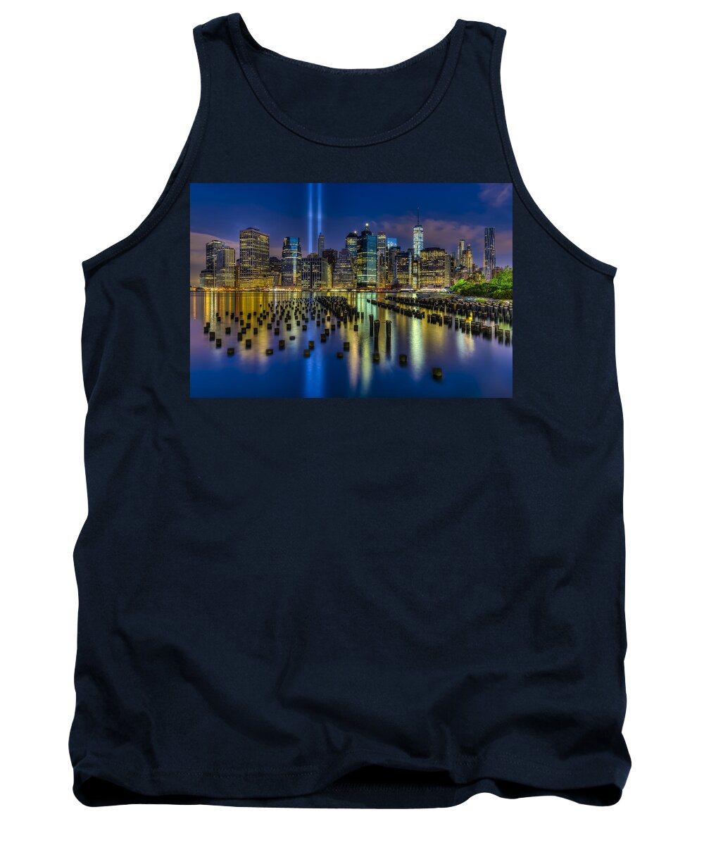 World Trade Center Tank Top featuring the photograph September 11 NYC Tribute by Susan Candelario