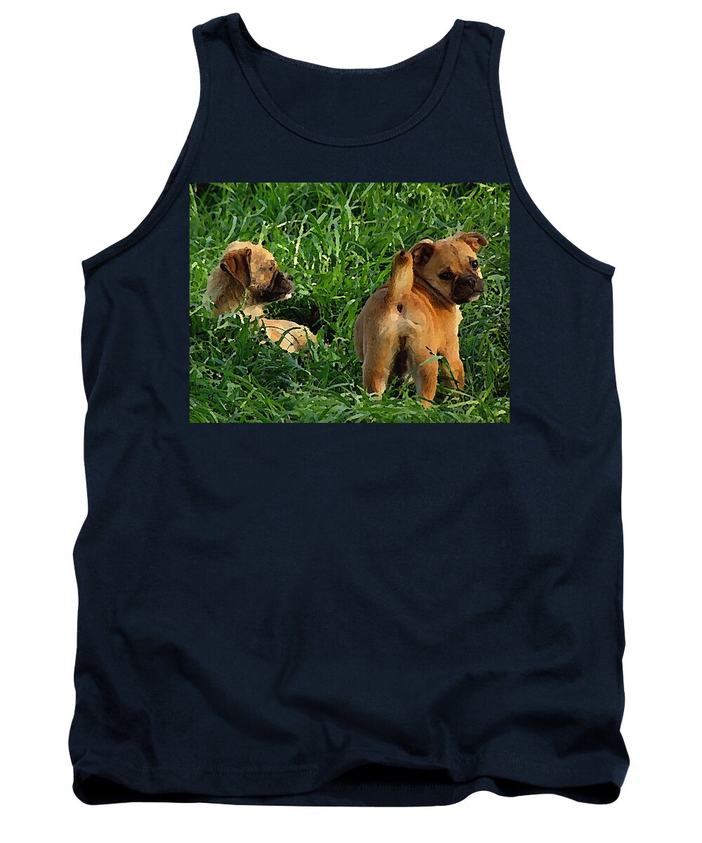 Dogs Tank Top featuring the mixed media Showing Her Mutt. by Shelli Fitzpatrick
