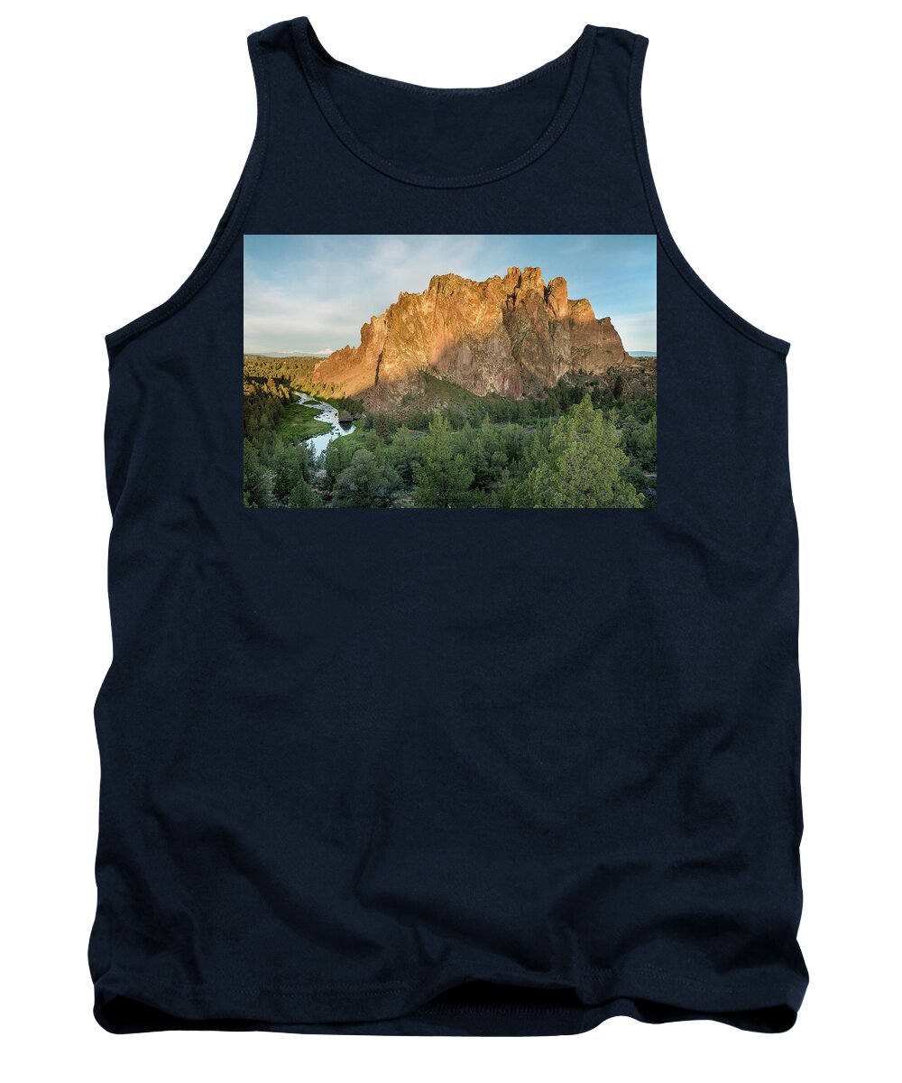 Smith Rock Tank Top featuring the photograph Smith Rock First Light by Greg Nyquist
