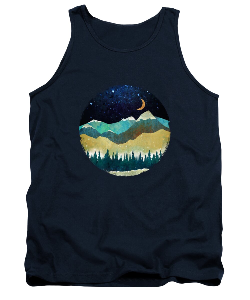 Snow Tank Top featuring the digital art Snowy Night by Spacefrog Designs