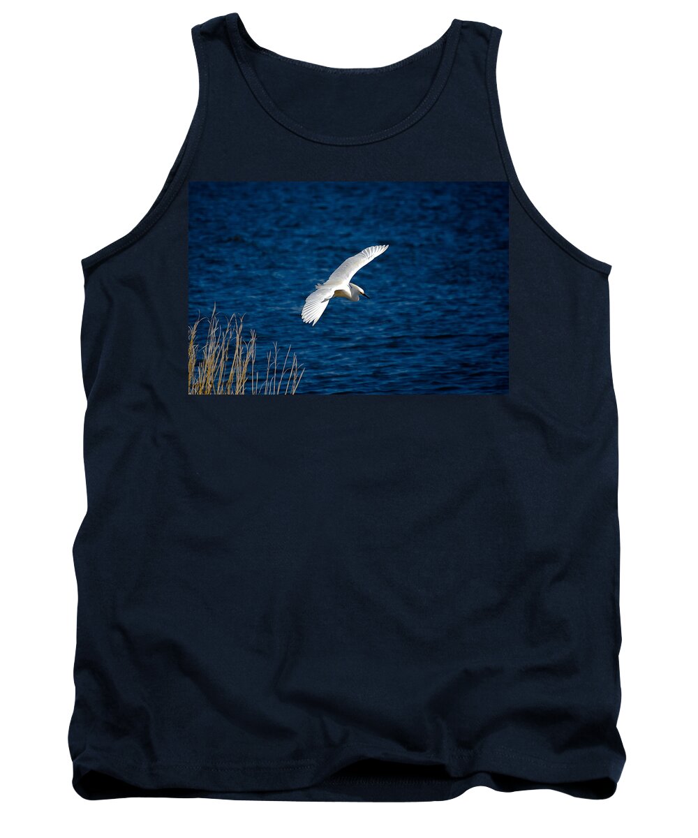 Bird Tank Top featuring the digital art Soaring Snowy Egret by DigiArt Diaries by Vicky B Fuller