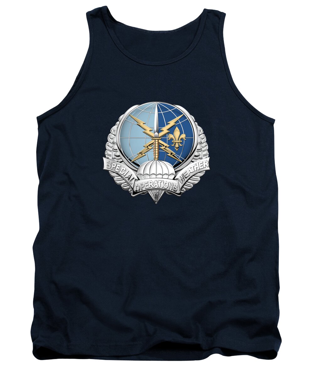 'military Insignia & Heraldry' Collection By Serge Averbukh Tank Top featuring the digital art Special Operations Weather Team - S O W T Badge over Blue Velvet by Serge Averbukh