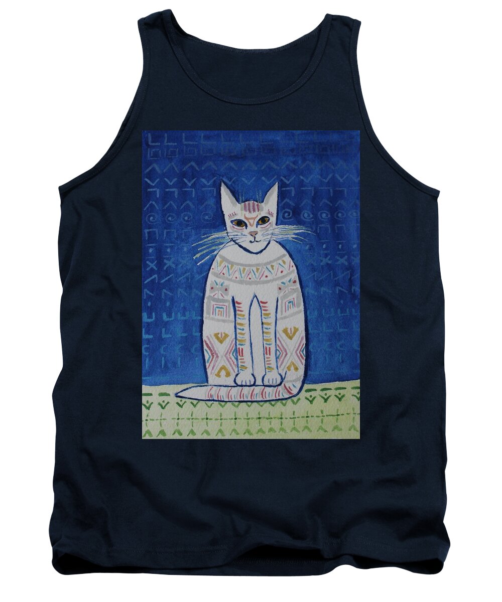 Cat Tank Top featuring the painting Spirit by Vera Smith