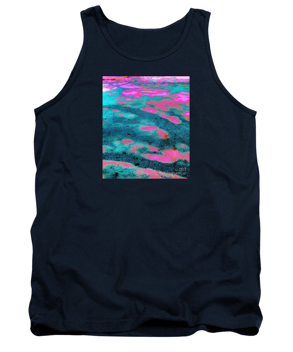  Pavement Color Extracted And Pushed And ...pushed Until I Got My Desired Result.abstracted Image Pink And Turquoise Dominate Tank Top featuring the photograph Street Art by Priscilla Batzell Expressionist Art Studio Gallery