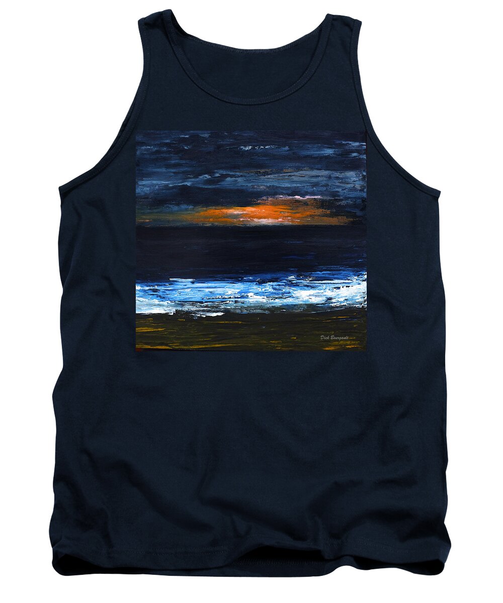 Ocean Tank Top featuring the painting Sunset On The Horizon by Dick Bourgault