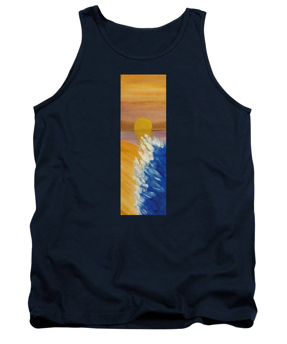Landscape Tank Top featuring the painting Surf at Sunset by Sharon Williams Eng