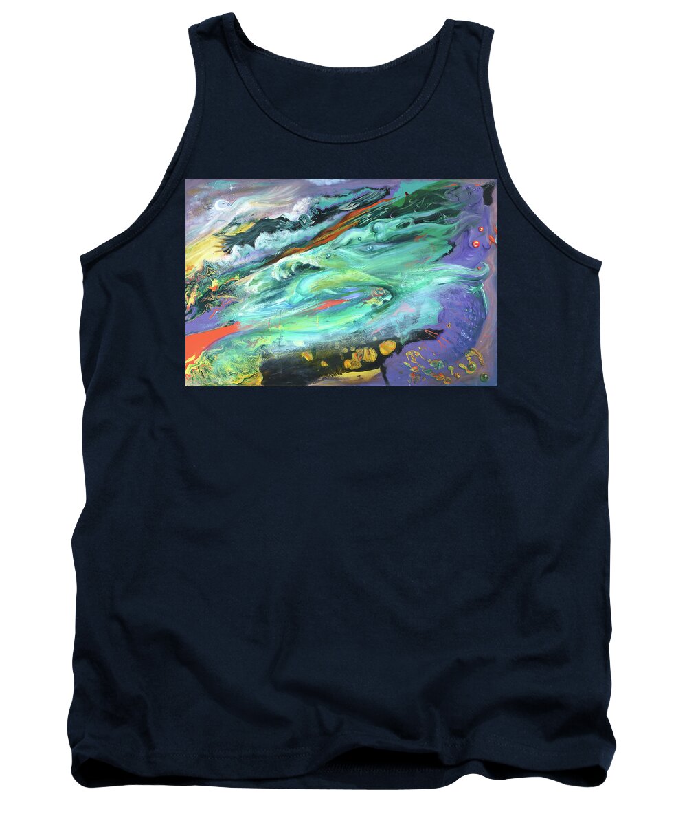 Masks Tank Top featuring the painting The Dragon and The Mermaid by Sofanya White
