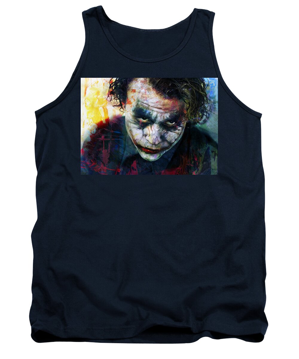 Batman Tank Top featuring the mixed media The Joker by Mal Bray