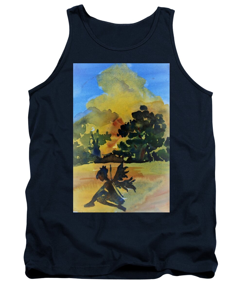 Fairy Tank Top featuring the painting The Sunset Fairy by Mindy Newman