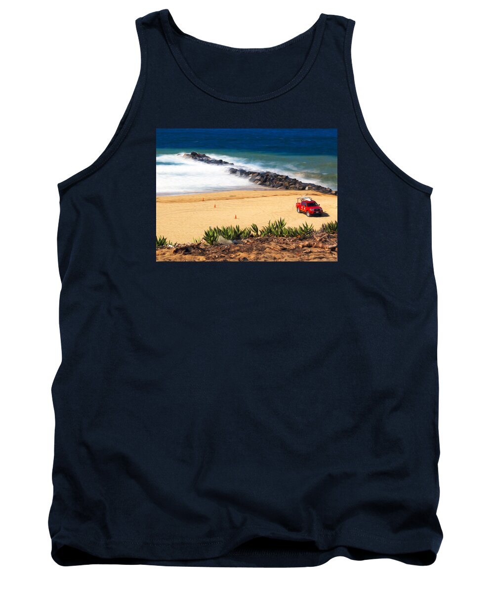 Torrance Beach Tank Top featuring the photograph Topaz St Jetty Redondo Beach by Joe Schofield
