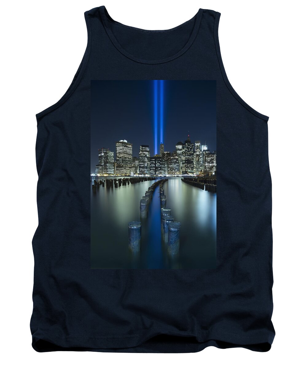 9-11 Tank Top featuring the photograph Tribute In Light by Evelina Kremsdorf