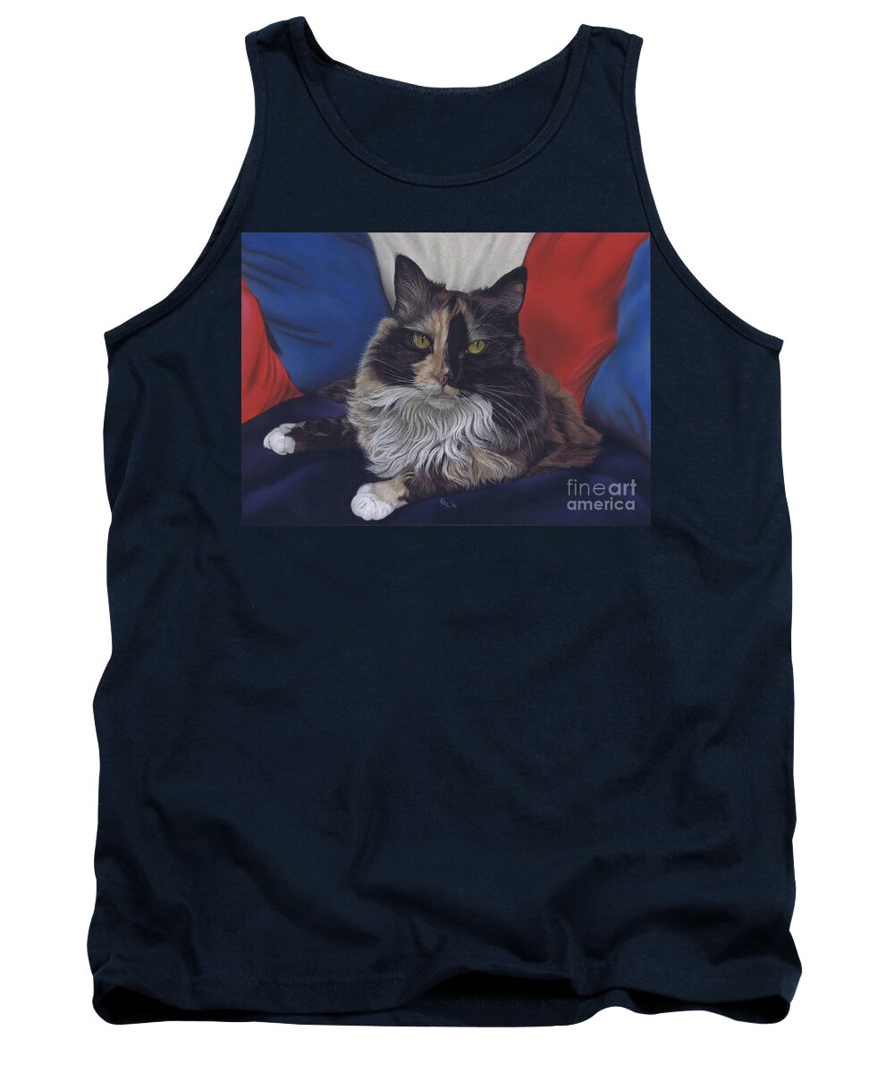 Cat Tank Top featuring the pastel Tricolore by Karie-ann Cooper