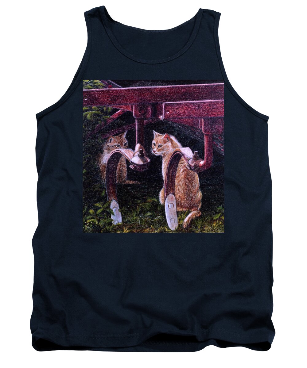 Cats Tank Top featuring the painting Understudy by Susan Sarabasha