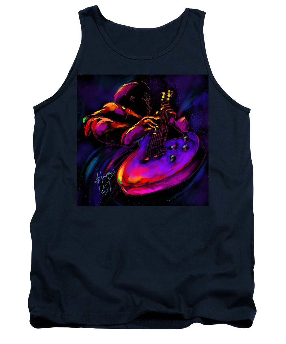 Guitar Tank Top featuring the painting Untitled Guitar Art by DC Langer