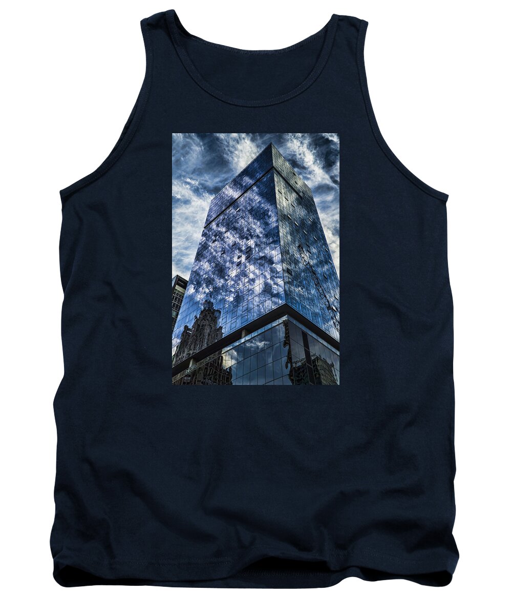 Modern Architecture Tank Top featuring the photograph Urban Clouds Reflecting by Sven Brogren