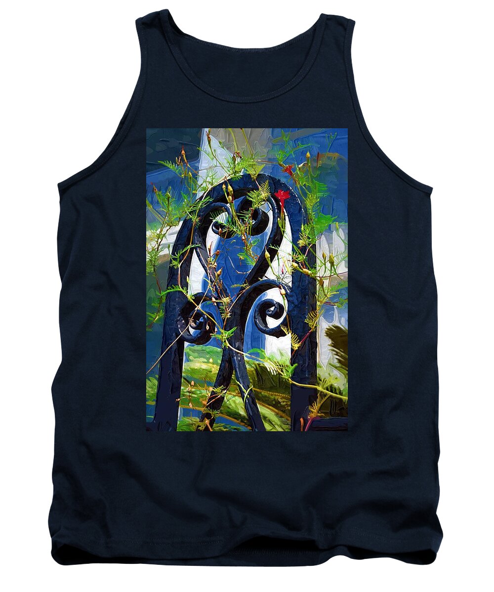 Vine Tank Top featuring the photograph Vine On Iron Lattace by Donna Bentley